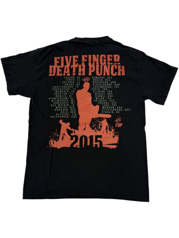VINTAGE FIVE FINGER DEATH PUNCH GOT YOUR SIX 2015 TOUR METAL T-SHIRT