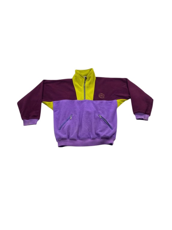 Vintage Fleece Φούτερ Half Zip Retro Logo Πολύχρωμο Unisex L