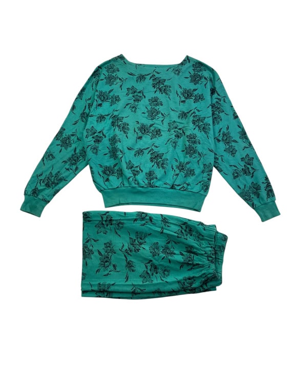 Vintage Floral Σετ Φόρμας Πράσινο με Print Unisex L