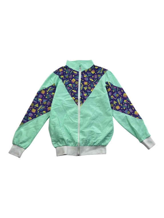 Vintage Φόρμα Σετ Tracksuit Πολύχρωμο Γεωμετρικό Μοτίβο Πράσινο Γυναικείο S