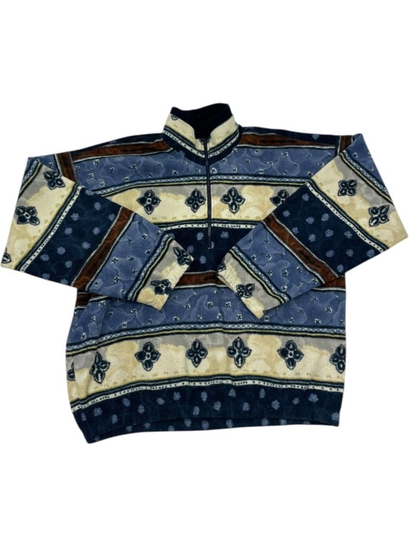 VINTAGE FORT & MADOX PATTERNED QUARTER-ZIP FLEECE XL/XXL