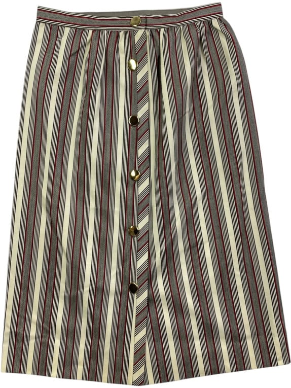 VINTAGE STRIPED SKIRT RED/BLUE/CREAM GOLD BUTTONS WOMEN'S S