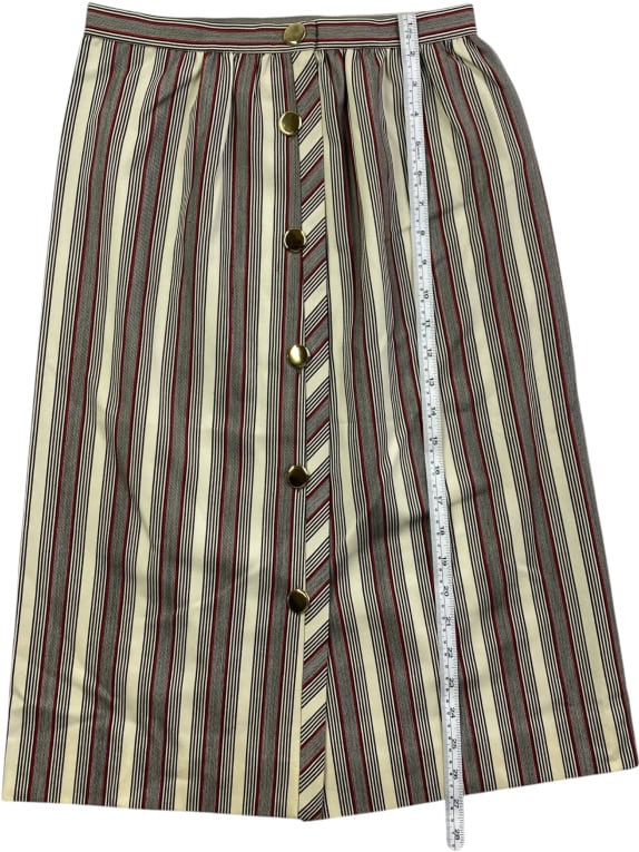 VINTAGE STRIPED SKIRT RED/BLUE/CREAM GOLD BUTTONS WOMEN'S S
