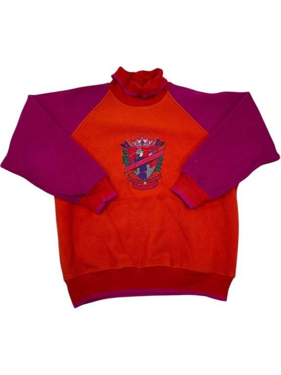 VINTAGE EMBROIDERED FLEECE SWEATSHIRT ORANGE/PURPLE MEN'S L