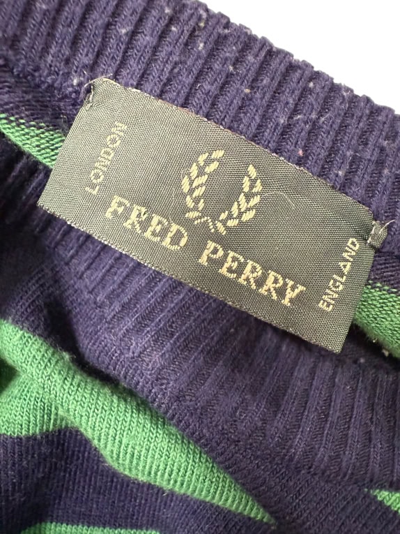MAGLIONE VINTAGE FRED PERRY A RIGHE CON GIROCOLLO