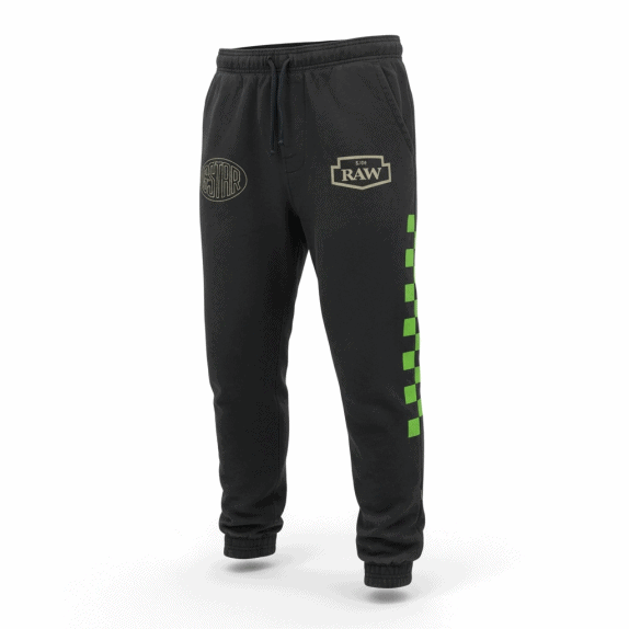 VINTAGE G-STAR RAW JOGGER SWEATPANTS WITH GRAPHIC LOGOS AND SIDE STRIPES BLACK MEN’S M