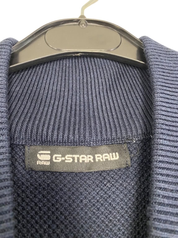 VINTAGE G-STAR RAW QUARTER ZIP KNIT SWEATER BLUE MENS XL XXL