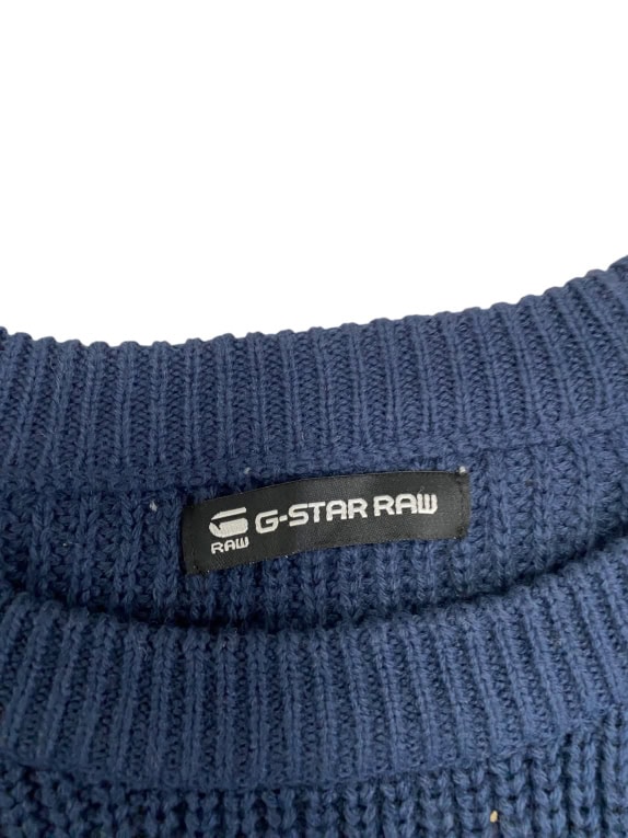 VINTAGE G-STAR RAW ΠΛΕΚΤΗ ΜΠΛΟΥΖΑ ΜΕ ΣΤΡΟΓΓΥΛΗ ΛΑΙΜΟΚΟΨΗ ΜΠΛΕ ΑΝΔΡΙΚΗ L