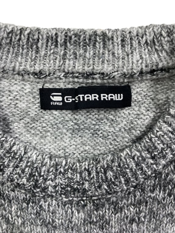VINTAGE G-STAR RAW maglia lavorata a maglia melange sfumato grigio da uomo S-M