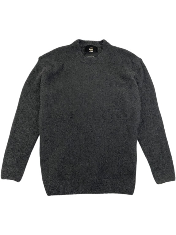 VINTAGE G-STAR RAW KNIT SWEATER WITH FLUFFY TEXTURE CHARCOAL MEN L