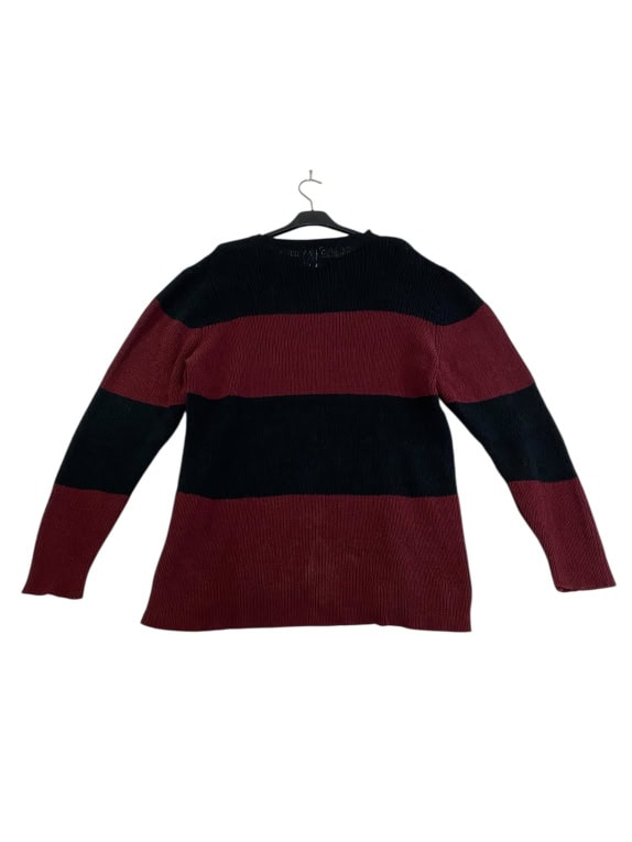 VINTAGE GAP STRIPED KNIT SWEATER BURGUNDY BLACK MEN L