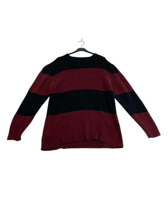 VINTAGE GAP STRIPED KNIT SWEATER BURGUNDY BLACK MEN L