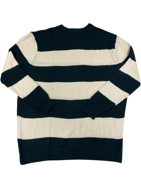VINTAGE GAP STRIPED KNIT SWEATER GREEN WHITE MEN XL