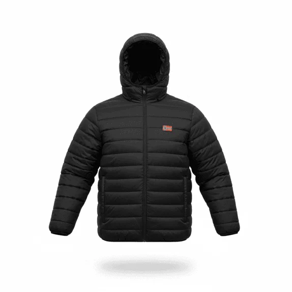 VINTAGE GEOGRAPHICAL NORWAY PUFFER ΜΠΟΥΦΑΝ ΜΕ ΚΟΥΚΟΥΛΑ ΜΑΥΡΟ ΑΝΔΡΙΚΟ XXXL