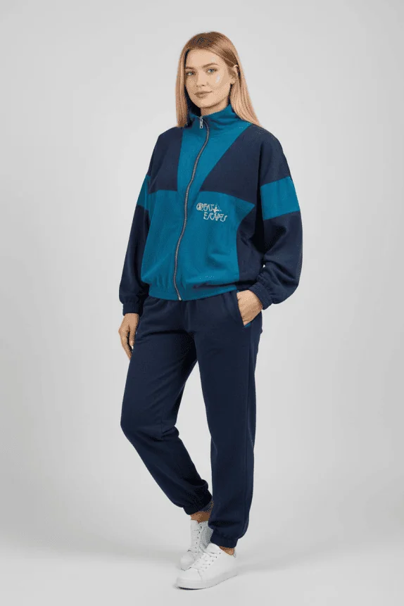 Vintage Great Escapes Σετ Φόρμας Μπλε/Πετρόλ 90s Unisex L