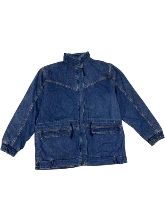 VINTAGE GREEN LEAVES DENIM JACKET M