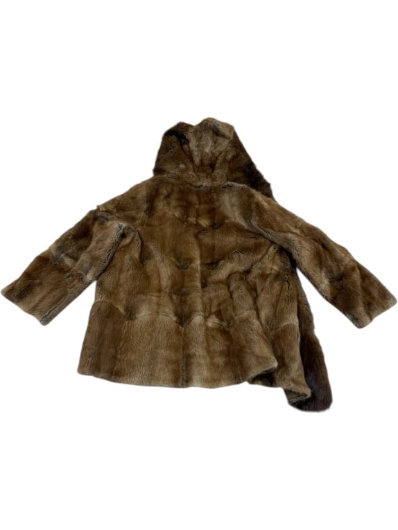 VINTAGE ΓΥΝΑΙΚΕΙΑ ΓΟΥΝΑ ΠΑΛΤΟ ΚΑΦΕ ΜΕ ΚΟΥΚΟΥΛΑ SIZE M/L