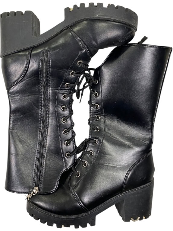 VINTAGE WOMEN'S LACE-UP CHUNKY SOLE BOOTS 40