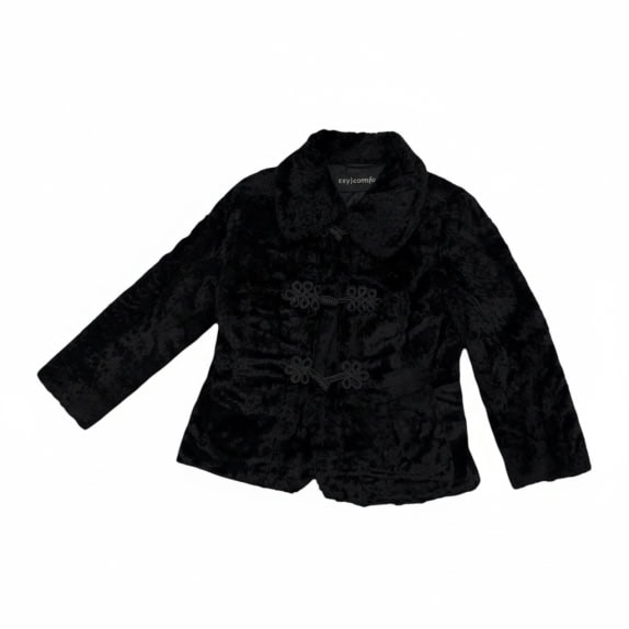 VINTAGE WOMEN'S FUR COAT SHORT BLACK S