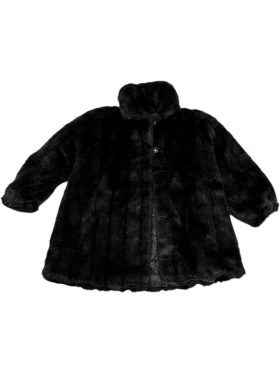 VINTAGE WOMEN'S FUR COAT SHORT BLACK XL/XXL