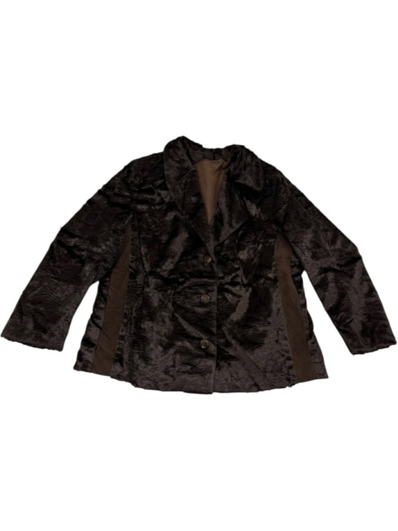 VINTAGE ΓΥΝΑΙΚΕΙΟ ΓΟΥΝΑ ΠΑΛΤΟ ΚΟΝΤΟ ΜΑΥΡΟ/ΚΑΦΕ SIZE M