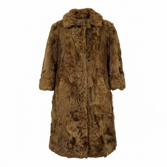 VINTAGE WOMEN'S FUR COAT LONG BROWN SIZE M/L