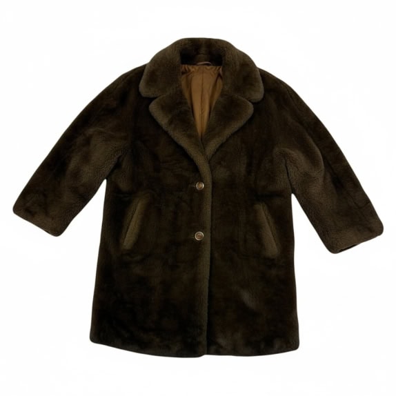 VINTAGE CAPPOTTO DI PELLICCIA DA DONNA LUNGO MARRONE L/XL