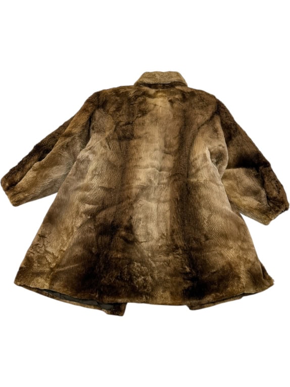VINTAGE ΓΥΝΑΙΚΕΙΟ ΓΟΥΝΙΝΟ ΠΑΛΤΟ ΜΑΚΡΥ ΚΑΦΕ L/XL
