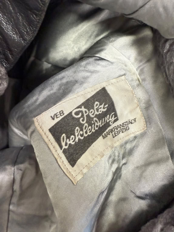 VINTAGE CAPPOTTO DI PELLICCIA DA DONNA V.E.B. PELZBEKLEIDUNG MARKRANSTADT LEIPZIG M