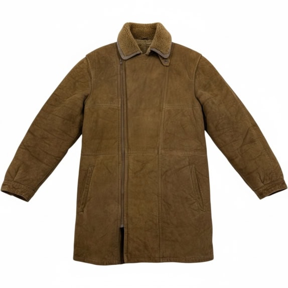 GIACCA VINTAGE DA DONNA IN PELLE MARRONE MONTONE L/XL