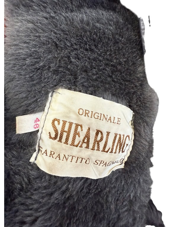 VINTAGE WOMEN'S BLACK LEATHER MOUTON COAT M/L