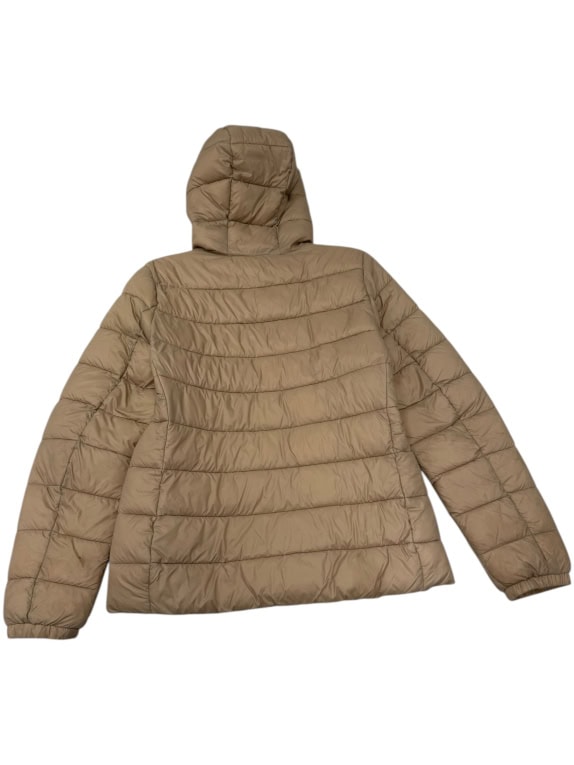 VINTAGE WOMEN'S CHAMPION HOODED PUFFER JACKET TAN/BEIGE M