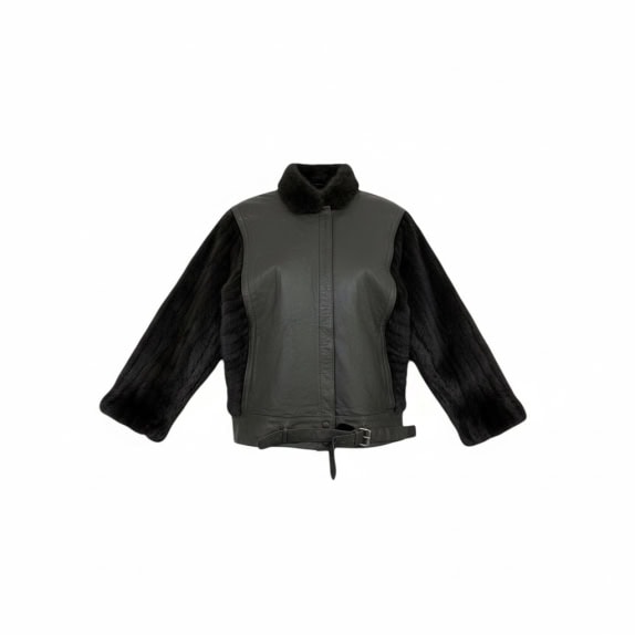 VINTAGE ΓΥΝΑΙΚΕΙΟ ΜΠΟΥΦΑΝ ΓΟΥΝΑ/ΔΕΡΜΑ ΓΚΡΙ/ΚΑΦΕ L/XL