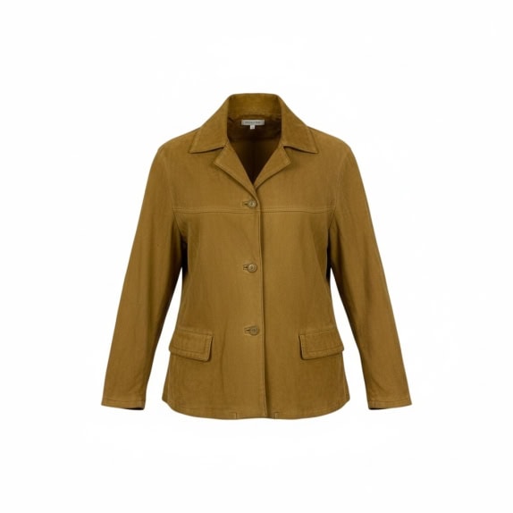 VINTAGE WOMEN'S GENUINE SUEDE LEATHER BLAZER IN TAN COLOR S/M