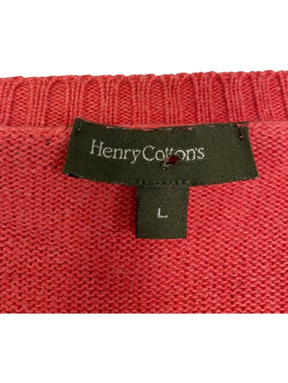 VINTAGE HENRY COTTON'S ΠΟΥΛΟΒΕΡ ΛΑΙΜΟΚΟΨΗ ΑΝΟΙΧΤΟ ΚΟΚΚΙΝΟ ΑΝΔΡΙΚΟ L