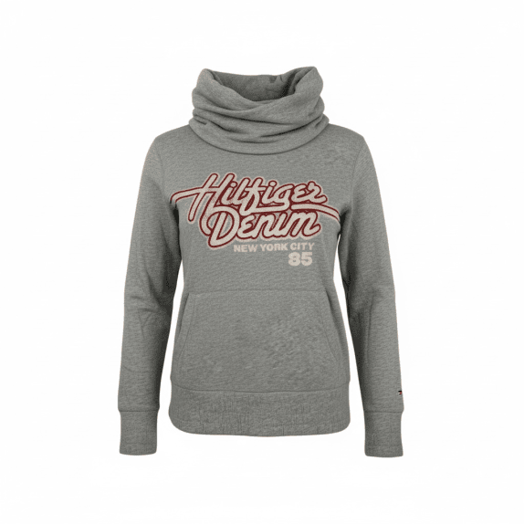 VINTAGE HILFIGER DENIM FELPA CON CAPPUCCIO GRIGIA DA DONNA L