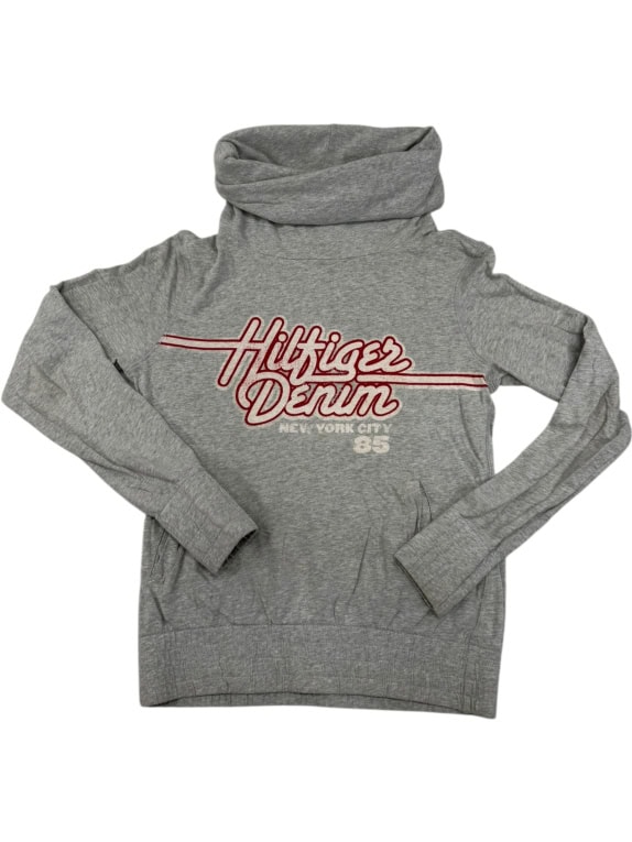 VINTAGE HILFIGER DENIM FELPA CON CAPPUCCIO GRIGIA DA DONNA L