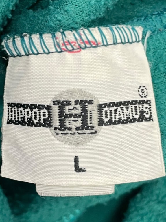 VINTAGE HIPPOPOTAMUS FLEECE ΜΠΛΟΥΖΑ ΜΕ ΣΧΕΔΙΑ ΠΡΑΣΙΝΗ ΓΥΝΑΙΚΕΙΟ L