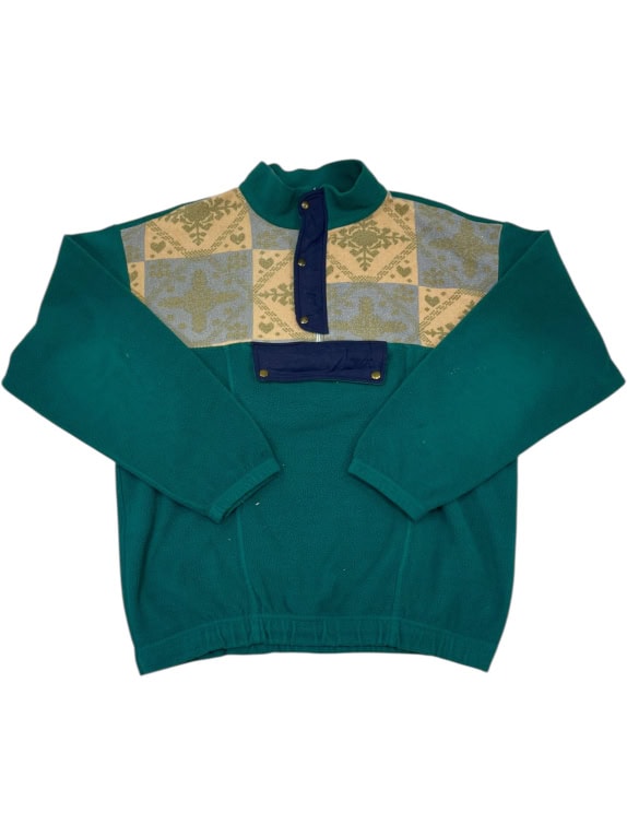 VINTAGE HIPPOPOTAMUS FLEECE ΜΠΛΟΥΖΑ ΜΕ ΣΧΕΔΙΑ ΠΡΑΣΙΝΗ ΓΥΝΑΙΚΕΙΟ L