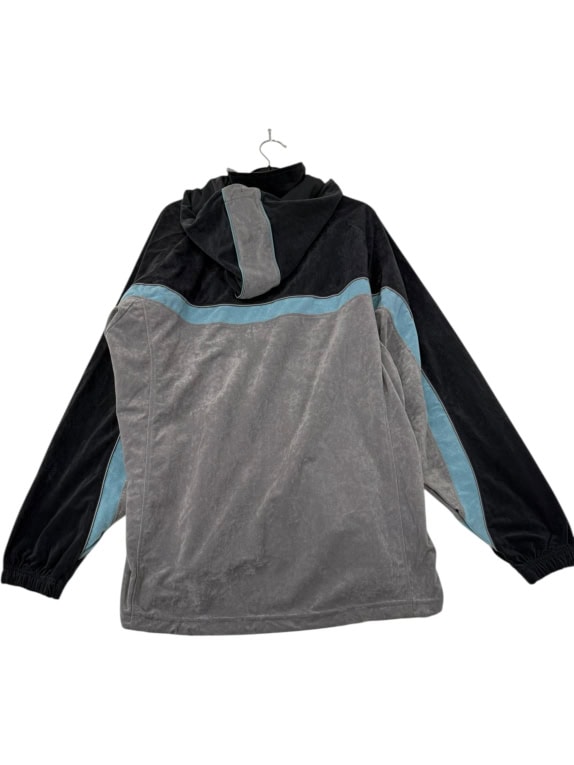 VINTAGE VELVET HOODIE JACKET - BLACK/GREY