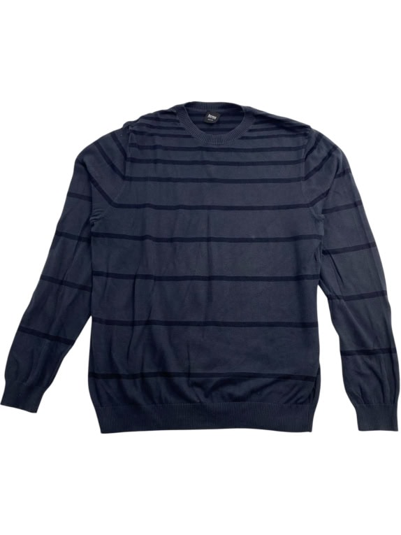 VINTAGE HUGO BOSS ΠΛΕΚΤΗ ΜΠΛΟΥΖΑ SLIM FIT ΡΙΓΕ ΜΠΛΕ ΑΝΔΡΙΚΟ L