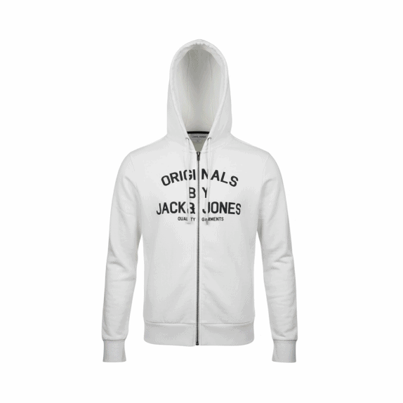 VINTAGE JACK & JONES MEN'S WHITE FULL-ZIP HOODIE L