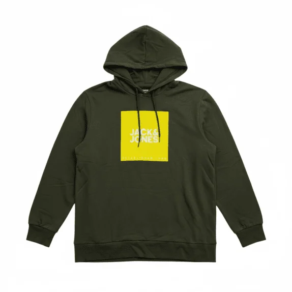 VINTAGE JACK & JONES FELPA CON CAPPUCCIO STAMPA LOGO KAKI DA UOMO XXL
