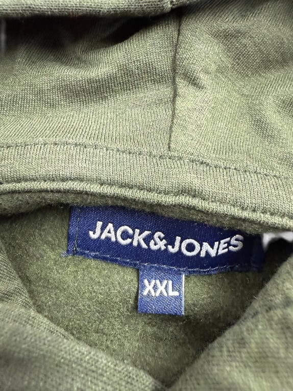 VINTAGE JACK & JONES HOODIE LOGO PRINT KHAKI MEN'S XXL