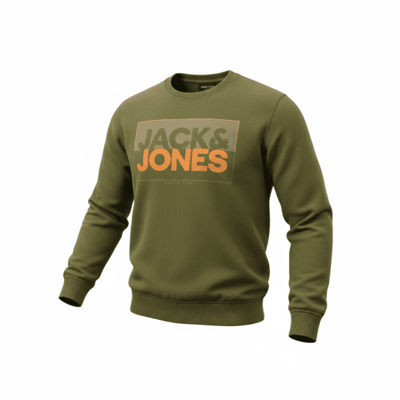 VINTAGE JACK & JONES FELPA CON STAMPA LOGO VERDE OLIVA DA UOMO L