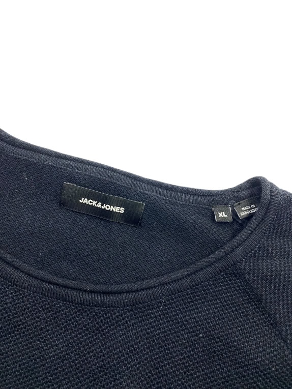 VINTAGE JACK & JONES ΠΛΕΚΤΗ ΜΠΛΟΥΖΑ ΜΕ ΣΤΡΟΓΓΥΛΗ ΛΑΙΜΟΚΟΨΗ ΜΠΛΕ ΣΚΟΥΡΟ ΑΝΔΡΙΚΗ XL