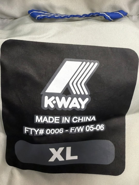 Vintage K-Way Hooded Puffer Vest / Gilet XL