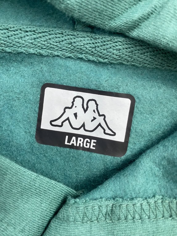 Felpa con cappuccio vintage Kappa logo verde da uomo L