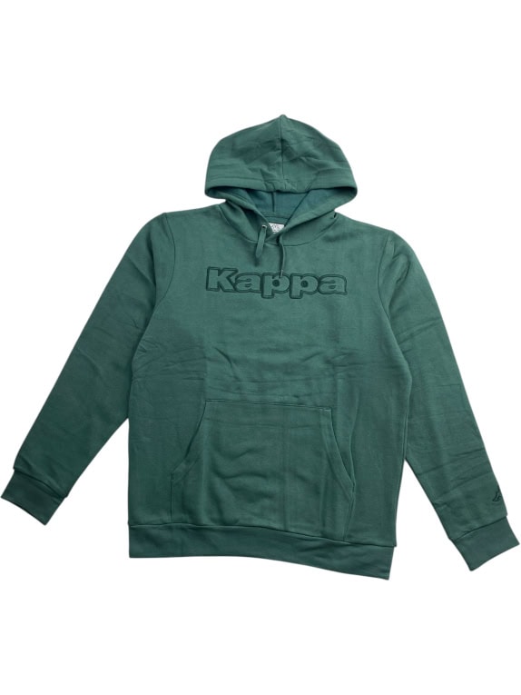 Felpa con cappuccio vintage Kappa logo verde da uomo L