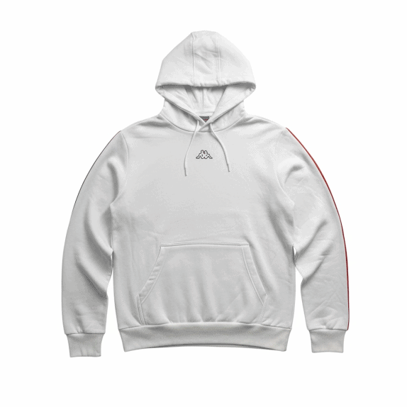 VINTAGE KAPPA FELPA CON CAPPUCCIO RAINBOW LOGO TAPE BIANCO DA UOMO XL